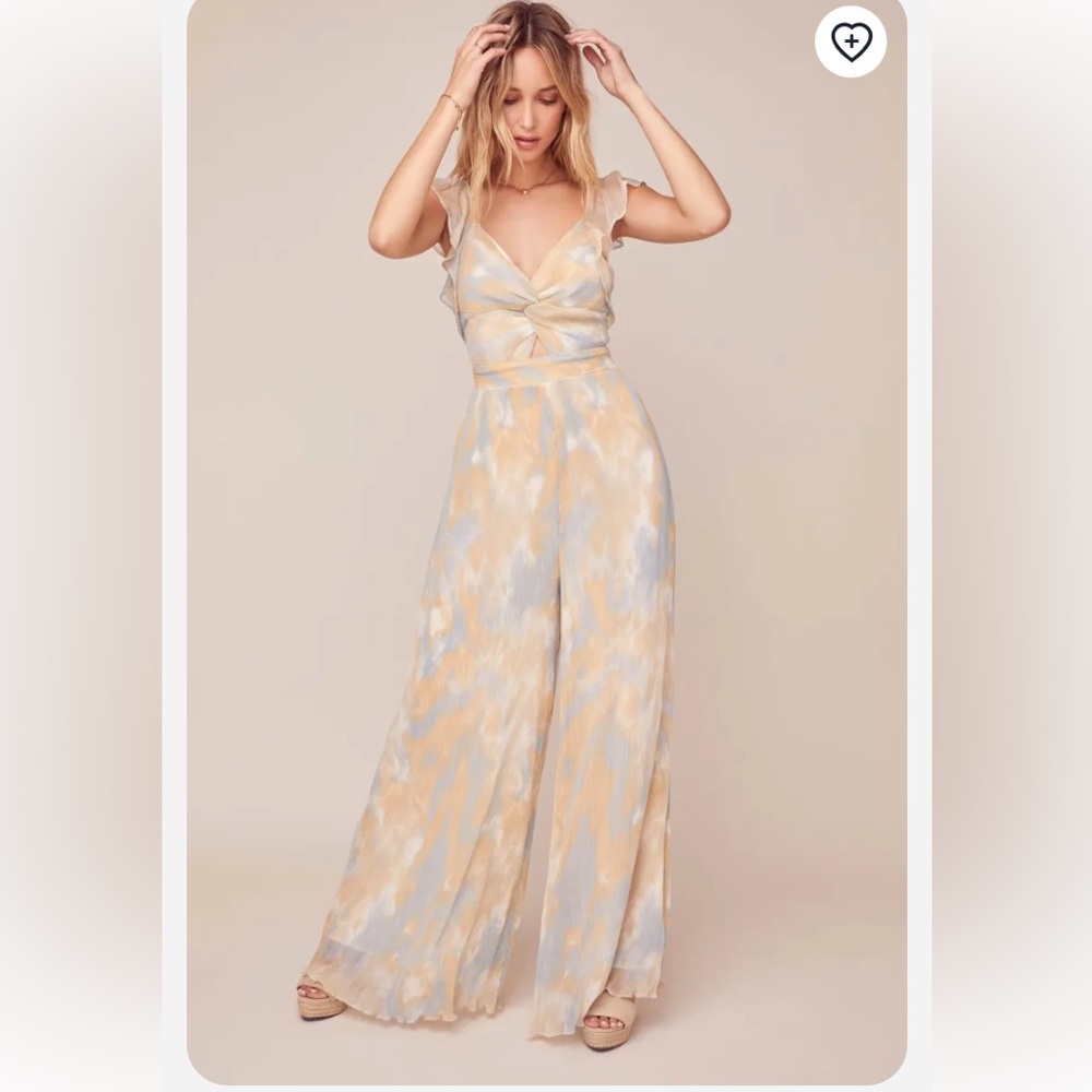 ASTR The Label Golden Hour Tie Dye Plisse Jumpsuit XS